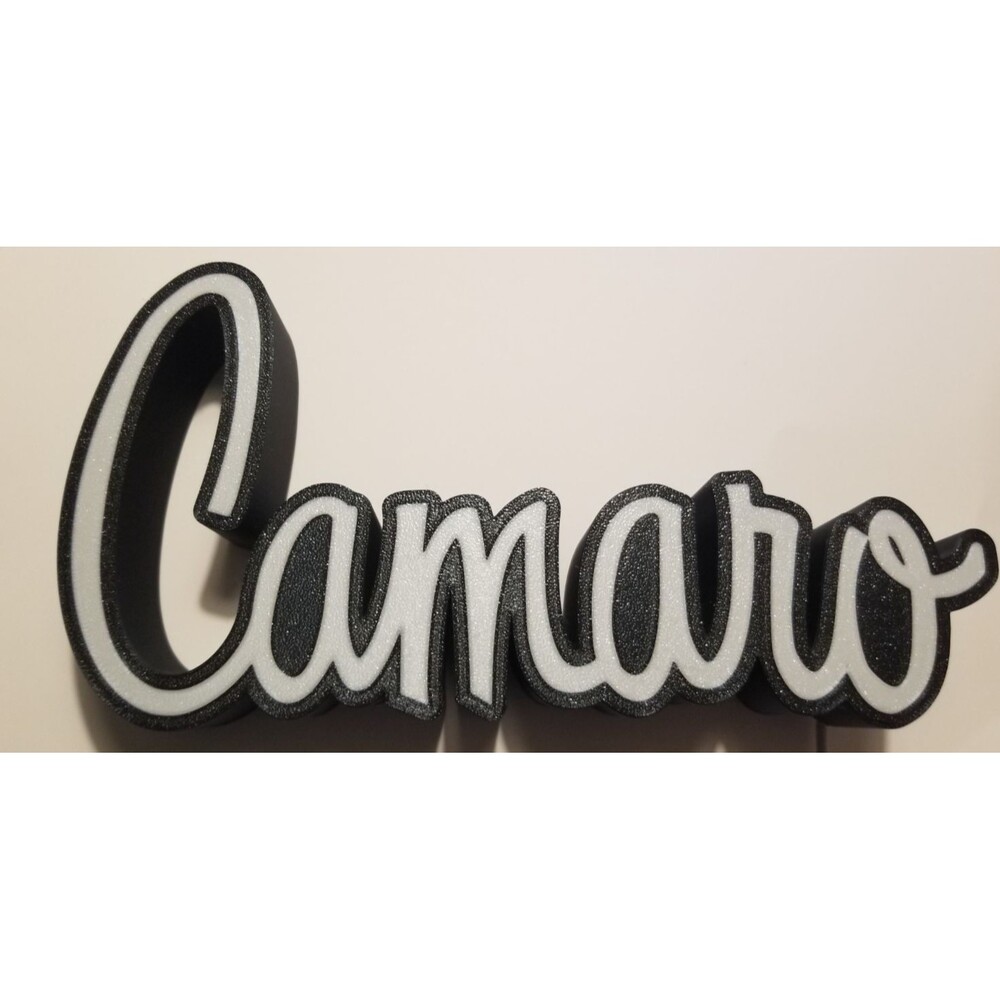 Camaro LED Light-Up Sign Shelef Sitter USB Black & White 3D Printed 10.5" Long